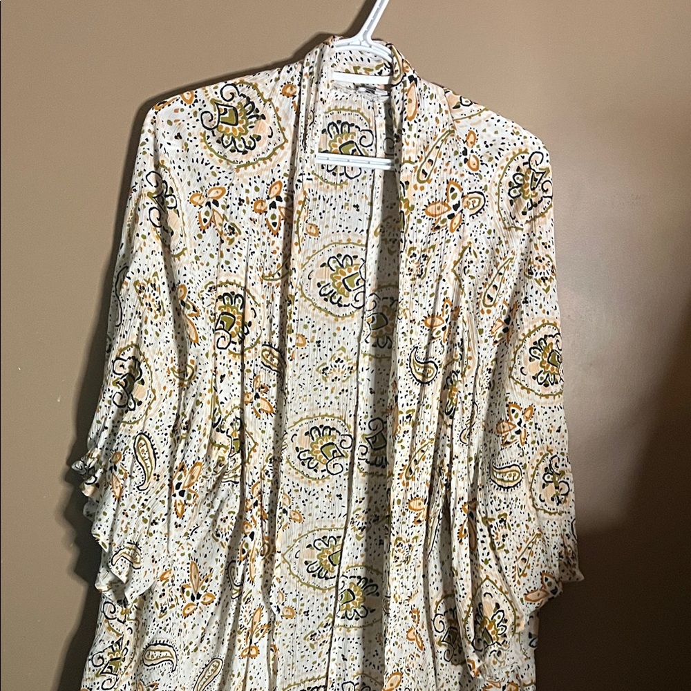 😄Paisley duster shrug long jacket large
